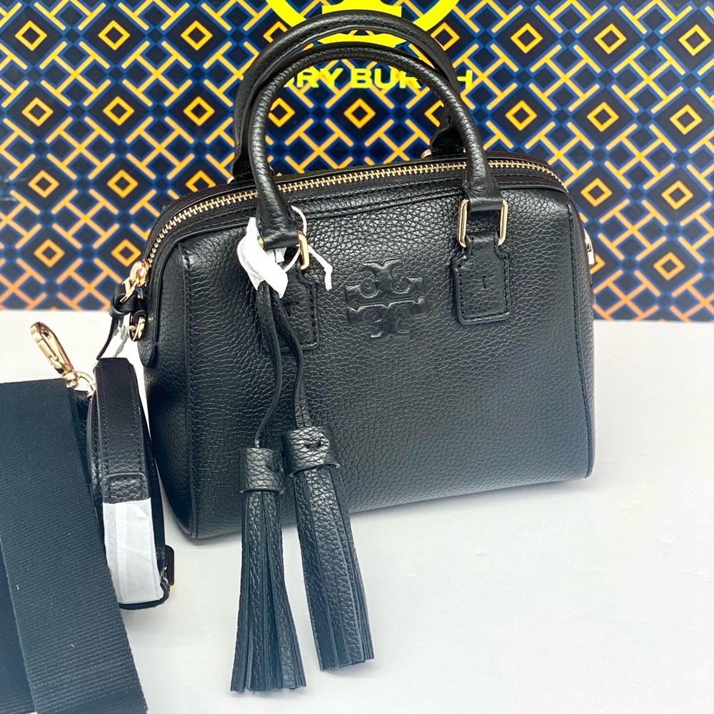 Tory Burch Thea Mini Web Satchel Black - Picture 11 of 13